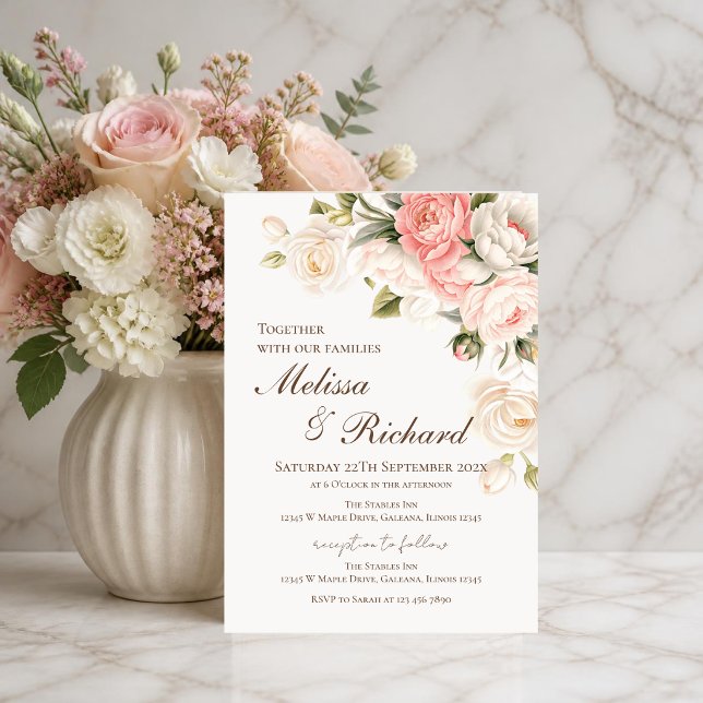 Convite de Casamento Floral Elegante (Criador carregado)