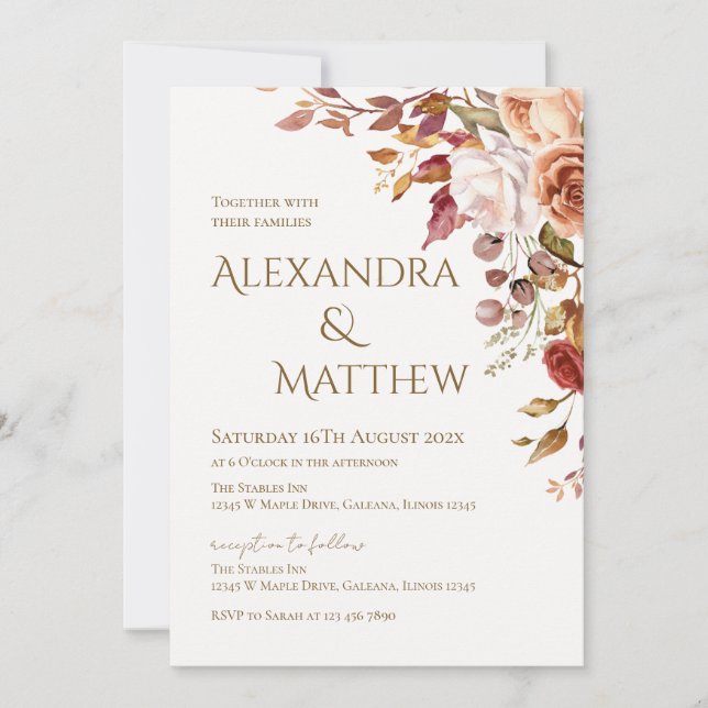 Convite de Casamento Floral Elegante (Frente)