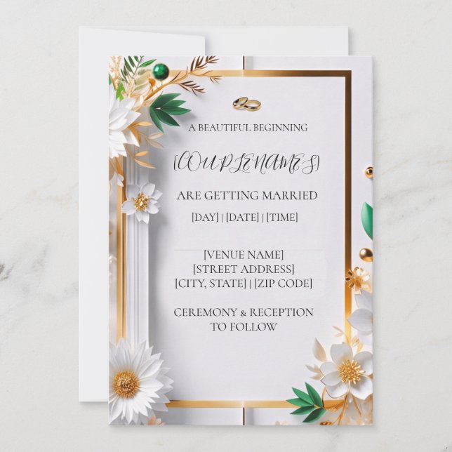 Convite de Casamento Floral Elegante (Frente)