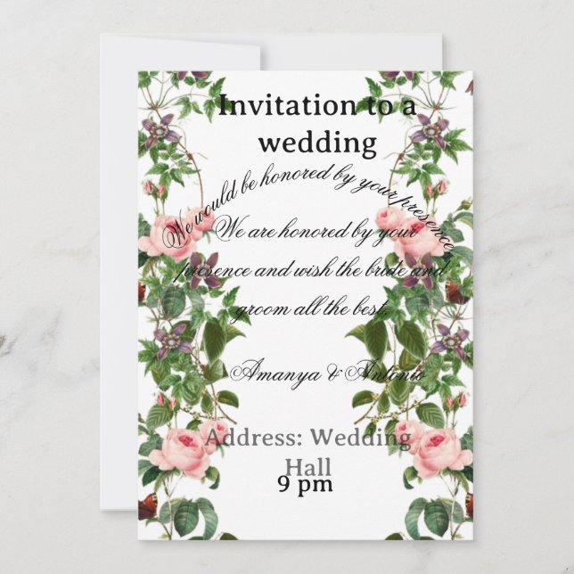 Convite de Casamento Floral Elegante (Frente)