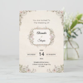 Convite de Casamento Floral Elegante