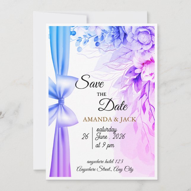 Convite de Casamento Floral Elegante (Frente)
