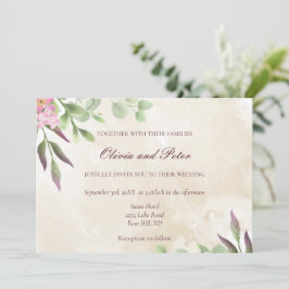 Convite de casamento floral elegante aquarela