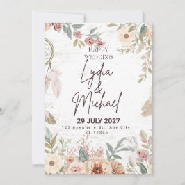 Convite de Casamento Floral Elegante | Boho Rústic