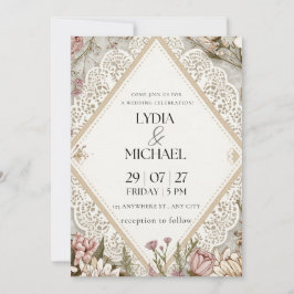 Convite de Casamento Floral Elegante | Boho Rústic