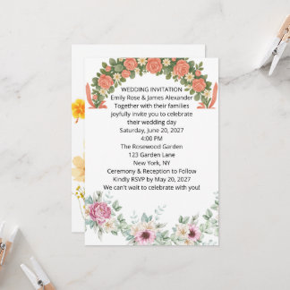 Convite de Casamento Floral Elegante, Botânica Rom