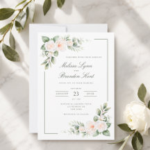 Convite de Casamento Floral Elegante com Blush de 
