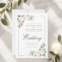 Convite de Casamento Floral Elegante com Blush de 