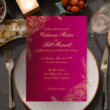 Convite de Casamento Floral Elegante com Folha de
