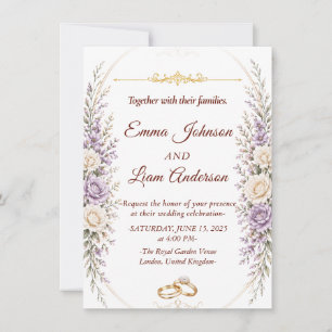 Convite de Casamento Floral Elegante com Moldura D