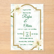 Convite de Casamento Floral Elegante com Moldura D