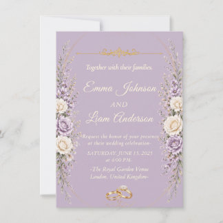 Convite de Casamento Floral Elegante com Moldura D