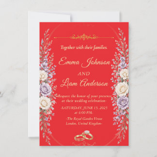 Convite de Casamento Floral Elegante com Moldura D