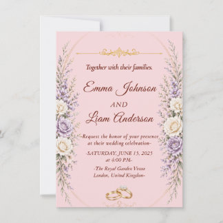 Convite de Casamento Floral Elegante com Moldura D