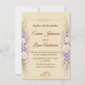 Convite de Casamento Floral Elegante com Moldura D