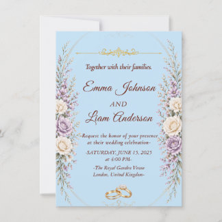 Convite de Casamento Floral Elegante com Moldura D