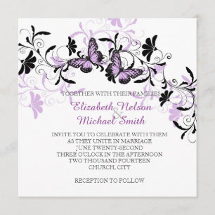 Convite de casamento floral elegante da borboleta