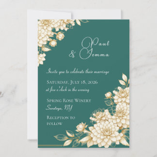 Convite de Casamento Floral Elegante Dahlia
