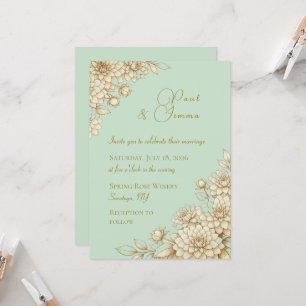 Convite de Casamento Floral Elegante Dahlia