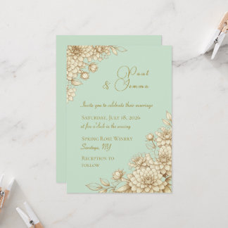 Convite de Casamento Floral Elegante Dahlia
