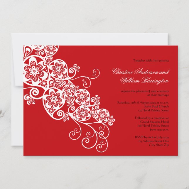 Convite de casamento floral elegante de Boho (Frente)