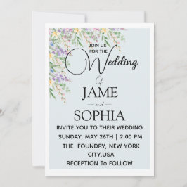Convite de Casamento Floral Elegante de Flor Silve