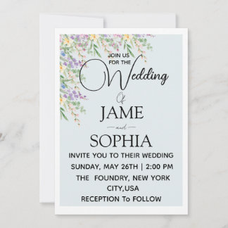 Convite de Casamento Floral Elegante de Flor Silve