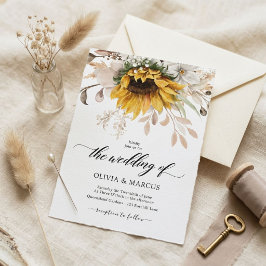 Convite de Casamento Floral Elegante de Outono Rús