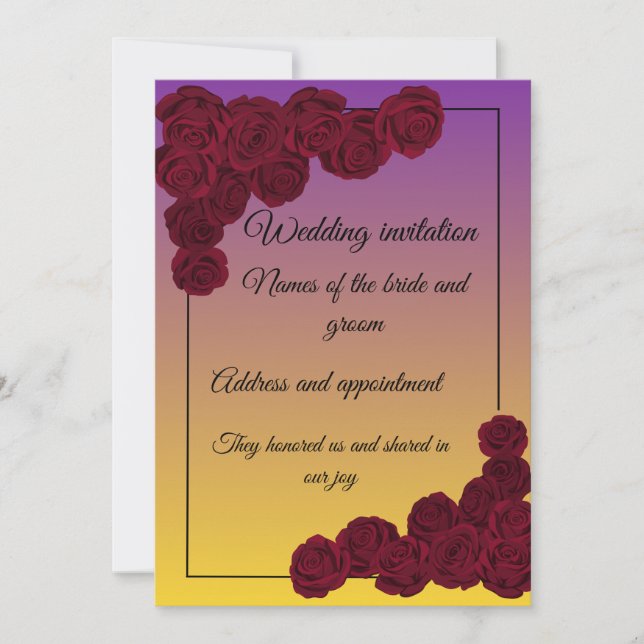 Convite de Casamento Floral Elegante Design (Frente)