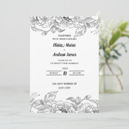 convite de casamento floral elegante e bonito