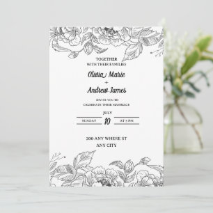 convite de casamento floral elegante e bonito