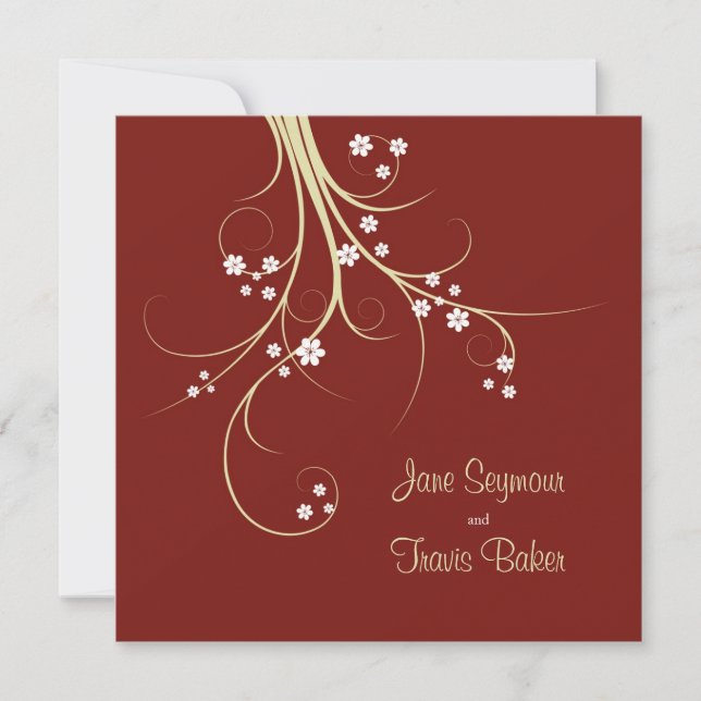 Convite De Casamento Floral - Elegante E Simples (Frente)