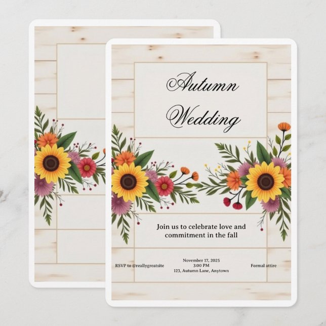 Convite de Casamento Floral – Elegante e Simples (Frente/Verso)