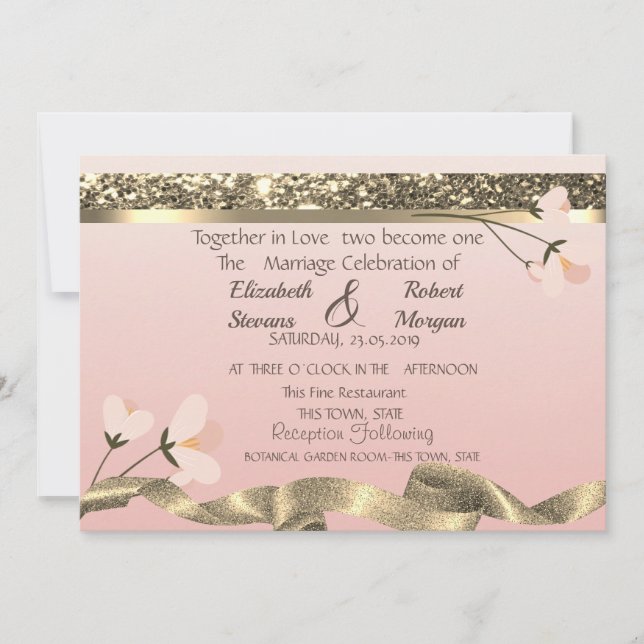 Convite de Casamento Floral Elegante e Sofisticado (Frente)