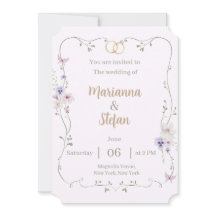 Convite de Casamento Floral Elegante Editável Pers