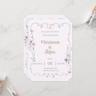 Convite de Casamento Floral Elegante Editável Pers