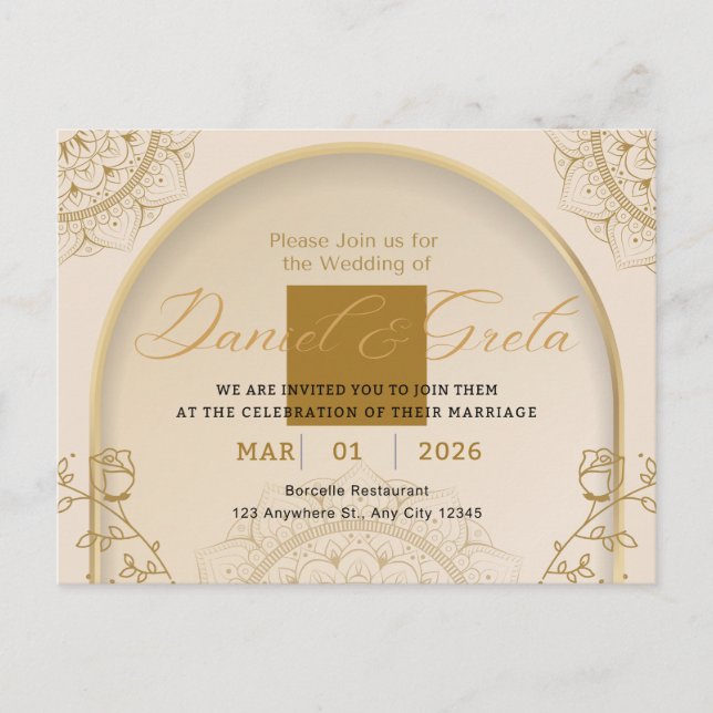 Convite de Casamento Floral Elegante em Postcard (Frente)
