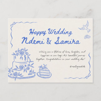 Convite de Casamento Floral Elegante em Postcard