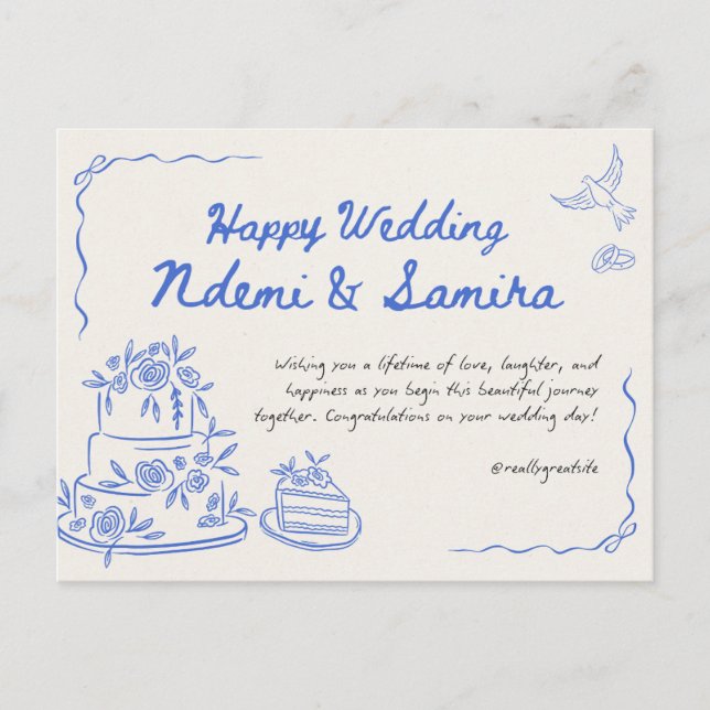 Convite de Casamento Floral Elegante em Postcard (Frente)