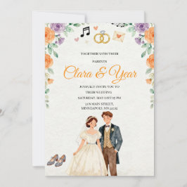 Convite de Casamento Floral Elegante | Garde Român