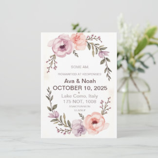 Convite De Casamento Floral Elegante | Lâmpada
