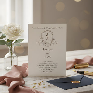 Convite de Casamento Floral ELEGANTE - Monograma C