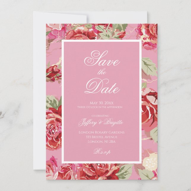 Convite de casamento floral elegante para salvar a (Frente)