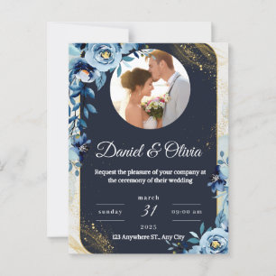 Convite de Casamento Floral Elegante por cartão po