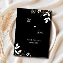 Convite de Casamento Floral Elegante Preto e Creme