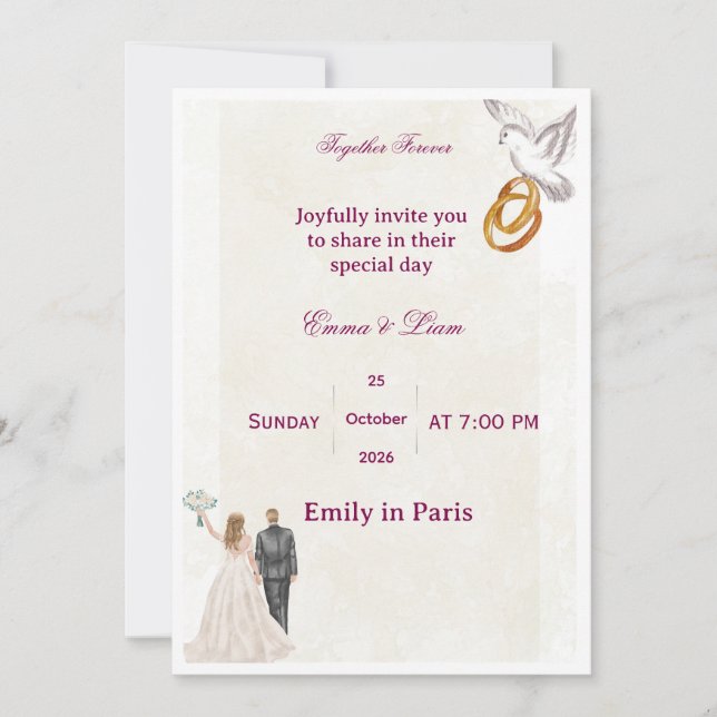 Convite de Casamento Floral Elegante | RomaInvitat (Frente)