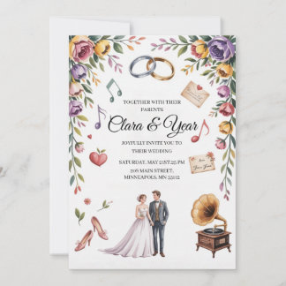 Convite de Casamento Floral Elegante | Romântico J