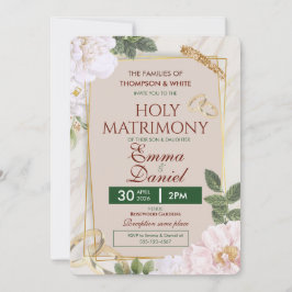 Convite de Casamento Floral Elegante Sagrado Matri