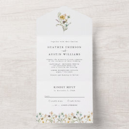 Convite de Casamento Floral Elegante Tudo em Um