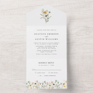Convite de Casamento Floral Elegante Tudo em Um